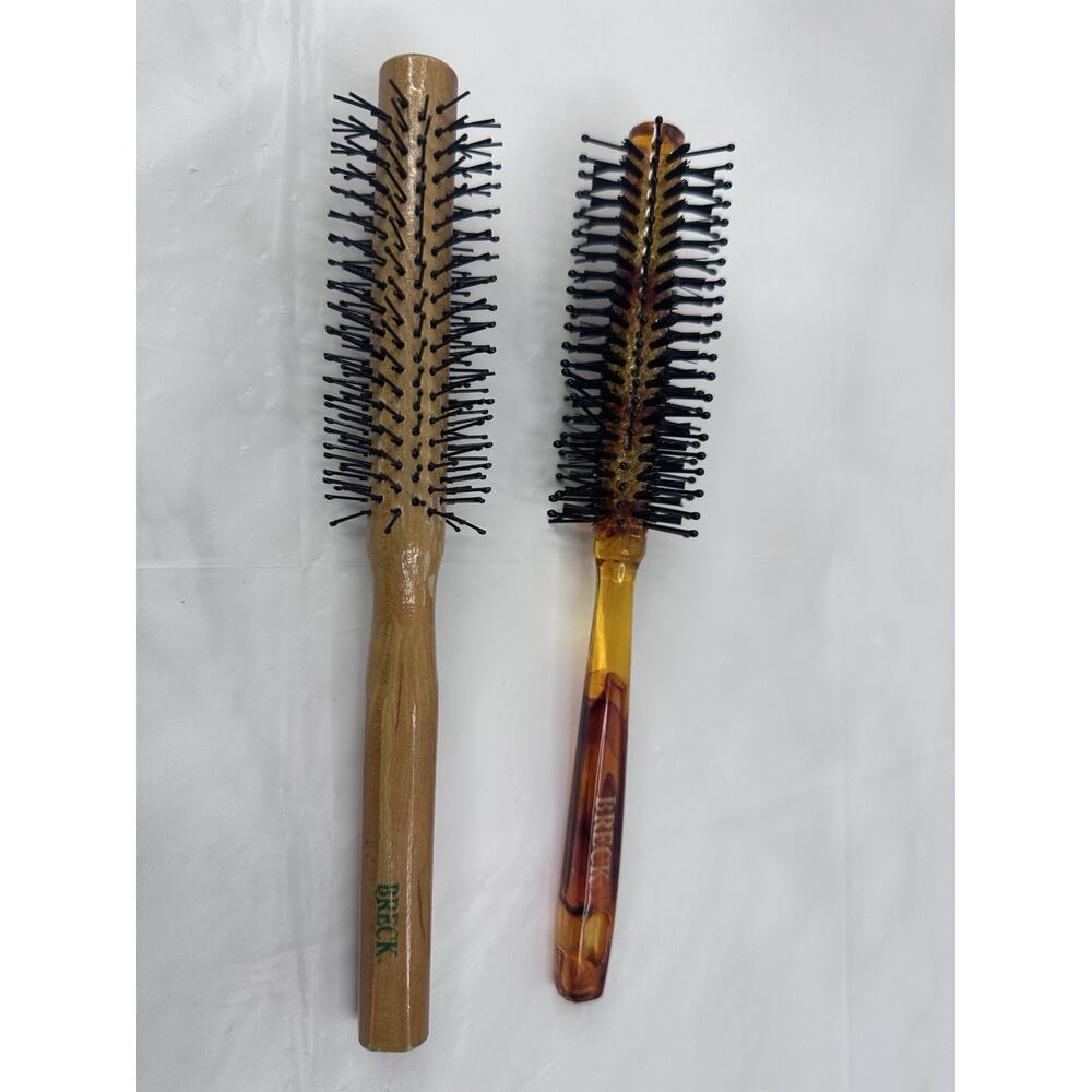 Vintage Breck Hairbrush Rounded Wood Amber Lot Of 2
